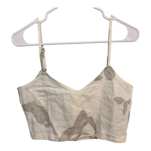 Paloma Wool Tops - Paloma Wool Linen Crop Top Button Back Floral Print Size 38